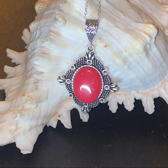 Sale* Italian Coral vintage handcrafted pendant - Picture 4 of 7